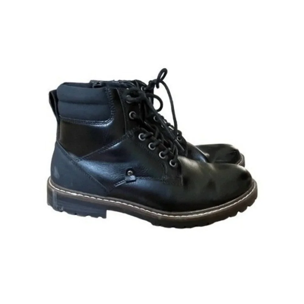 Sonoma Goods For Life Garner Boots Black Faux Leather Lug Sole 8.5